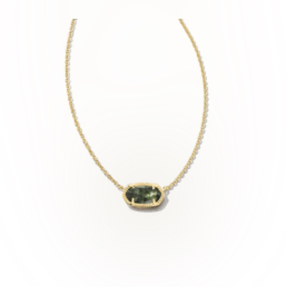 Kendra Scott Elisa Gold Pendant Necklace in Sage Mica